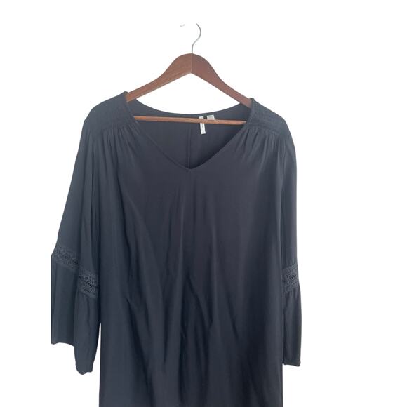 Cato Women Top 18/20 Black Rayon Crochet Inset Boho Witchy Whimsigoth‎ Hippie - Picture 6 of 13